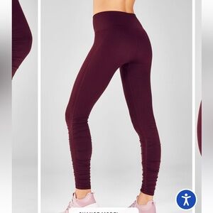 FABLETICS High-Waisted Seamless Ruched Legging Size Medium burgundy